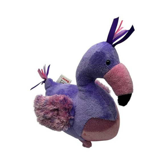 Purple Flamingo Plush by Ganz – Soft Stuffed Animal – Cute Ribbon Feathers – 12” - Picture 1 of 5